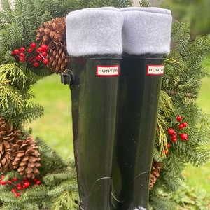 SLUGS Fleece Rain Boot Liners Solid Light Heather Gray, Fall Winter Fashion, Boot Cuff, Fleece Tall Socks, Leg Warmers, Cozy Slipper Socks