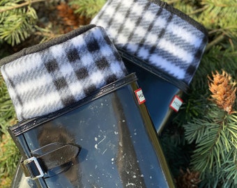 SLUGS Boot Liners Black & White Plaid, Cold Weater Sock, Christmas Gift For Her, Cozy Socks, Tall Socks, Cold Winter Accessory