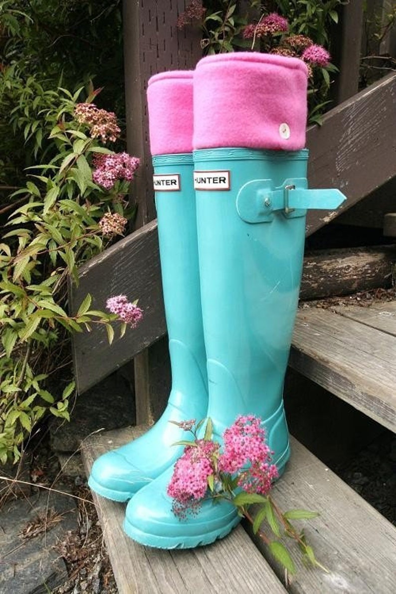 SmMed 6-8 Boot Boot Cuff Insert SLUGS Fleece Rain Boot Liners Solid Pink Fall Winter Rainy Day Fashion Wellington Boot Socks