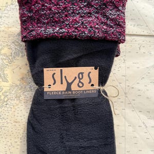Upcycled Sweater SLUGS Fleece Rain Boot Tall Liners, One Of A Kind, SM/MED 6-8