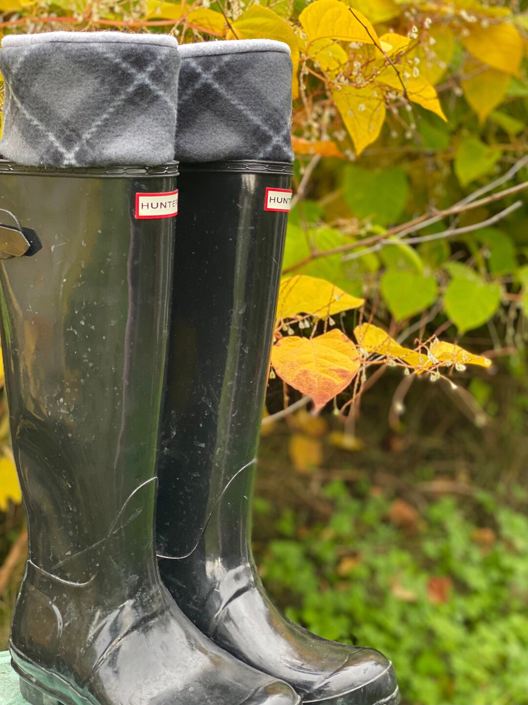 SLUGS Fleece Rain Boot Liners Gray Charcoal Black Plaid Etsy