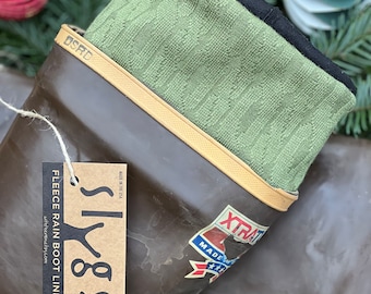 Olivgröna fleece regnstövelfoder - Stickad mudd