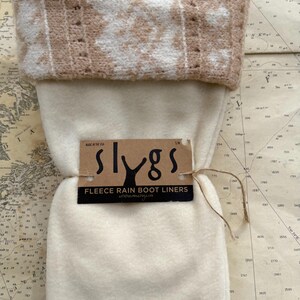 Upcycled Sweater SLUGS Fleece Rain Boot Tall Liners, One Of A Kind, SM/MED 6-8