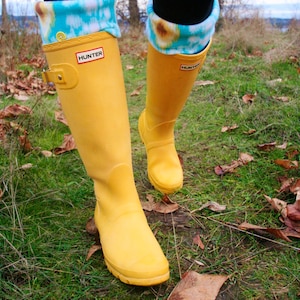 Tall Boot Socks SLUGS Fleece Rain Boot Liners Turquoise With A - Etsy