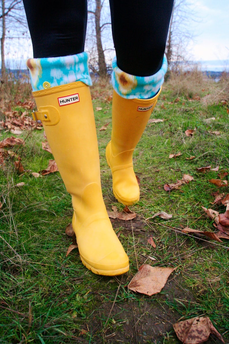 Tall Boot Socks SLUGS Fleece Rain Boot Liners Turquoise With A - Etsy
