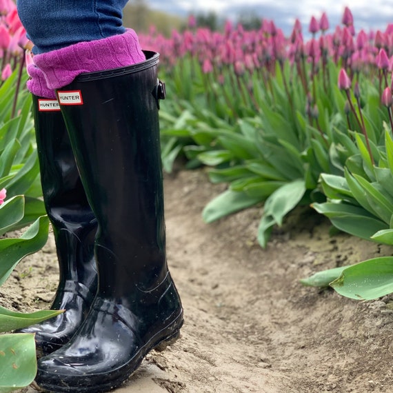 WithTheRain Slugs Fleece Rain Boot Liners Plaid Cuff, Boot Sock, Boot Insert, Fleece Sock, Fall Cozy Winter Fashion Accessory, Gift for Her Under 40