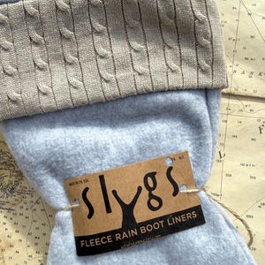 Upcycled Sweater SLUGS Fleece Rain Boot Tall Liners, One Of A Kind, MED/LG 9-11