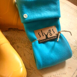 Boot Cuffs SLUGS Fleece Rain Boot Liners Solid Turquoise, Wellington Boot Socks, Fall Winter Rainy Day Style, Snow Boot Cozy & Warm Socks image 4