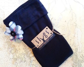 Fleece Rain Boot Liners: Black Boot Socks with Plaid Flower