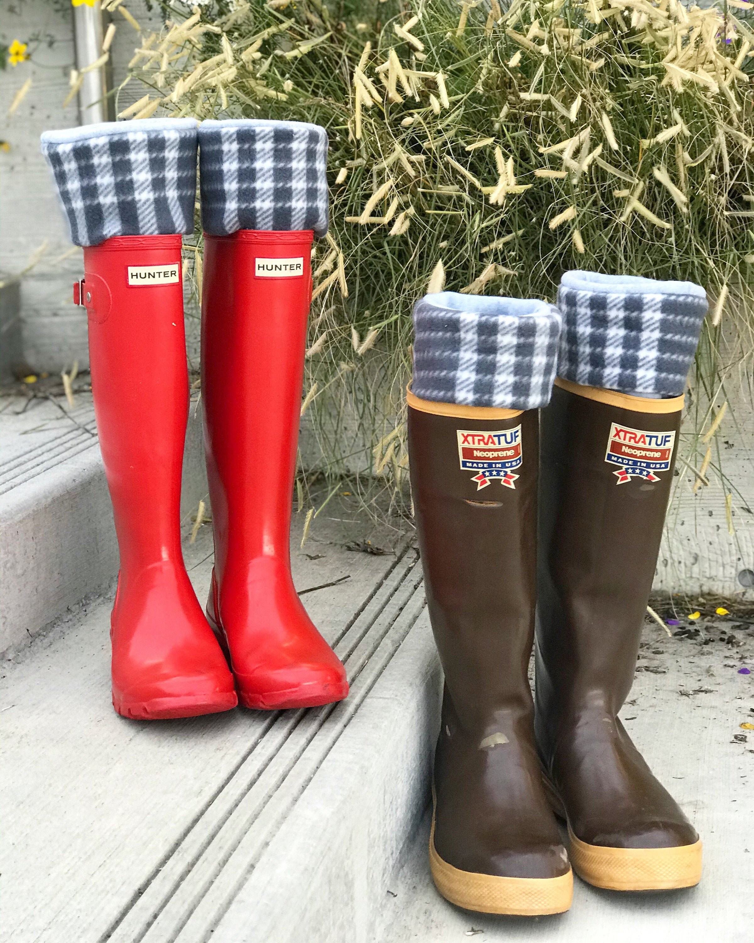 SLUGS Fleece Rain Boot Liners Black charcoal Plaid Boot Etsy