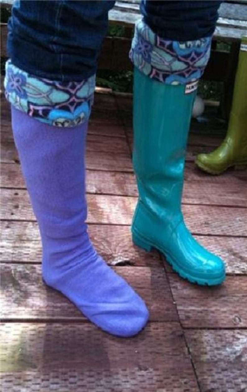 SLUGS Fleece Rain Boot Liners in Solid Purple, Fleece Socks, Rainy Day Style, Winter Fall accessory, Tall Boot Socks, Cozy Slipper Socks image 3