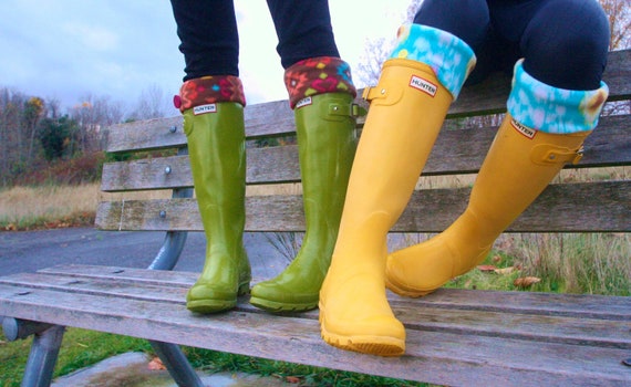 Tall Boot Socks SLUGS Fleece Rain Boot Liners Turquoise With A Ikat Tribal  Cuff in Turquoise and Yellow, Rainy Day Fashion Accessory -  Canada