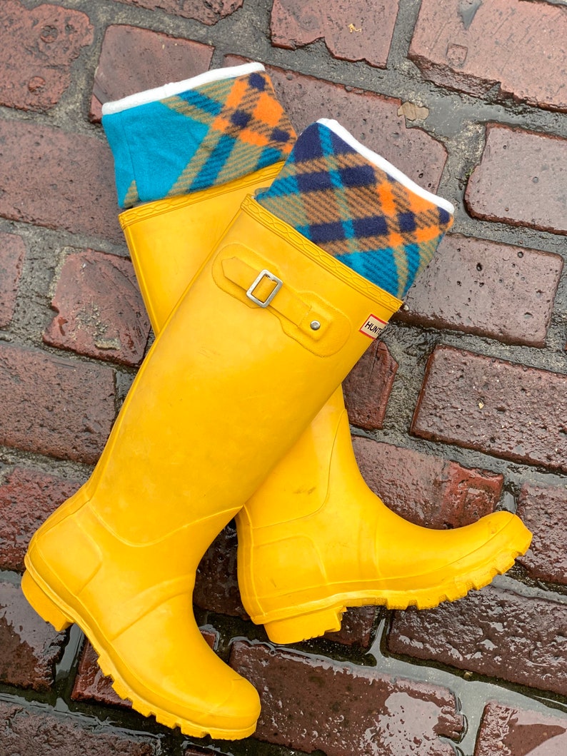 SLUGS Fleece Rain Boot Liners Plaid Cuff Boot Sock Boot Etsy