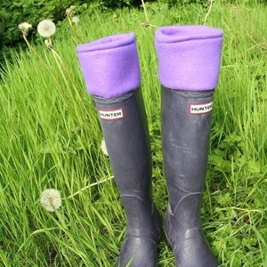 SLUGS Fleece Rain Boot Liners in Solid Purple, Fleece Socks, Rainy Day Style, Winter Fall accessory, Tall Boot Socks, Cozy Slipper Socks image 1