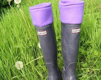 SLUGS Fleece Rain Boot Liners in Solid Purple, Fleece Socks, Rainy Day Style, Winter Fall accessory, Tall Boot Socks, Cozy Slipper Socks