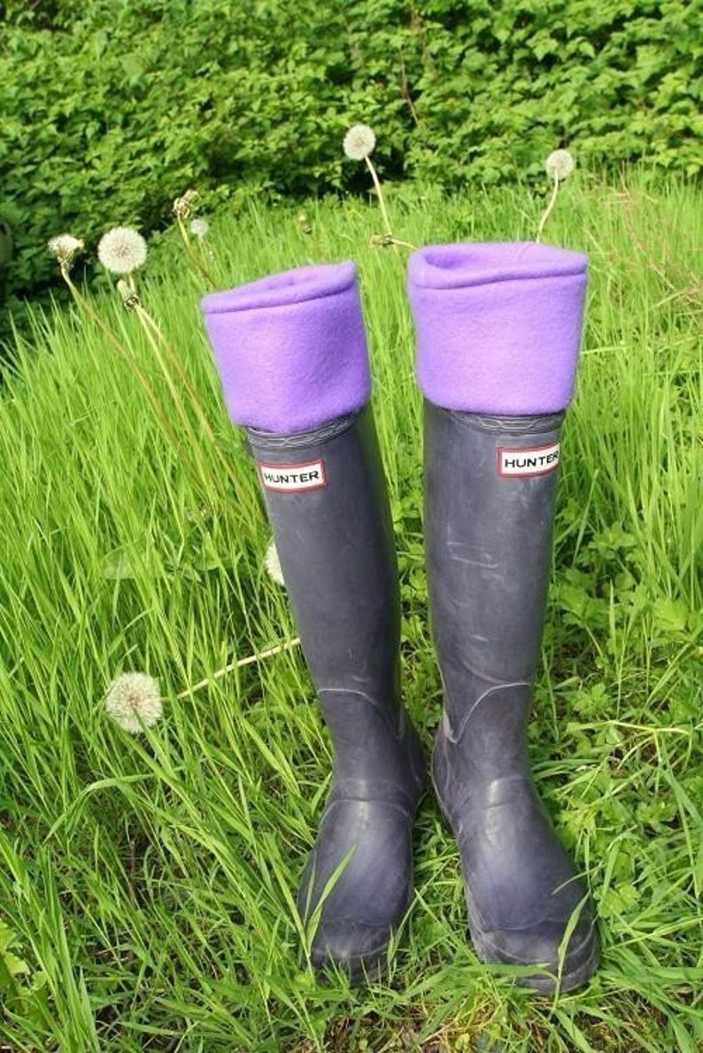SLUGS Fleece Rain Boot Liners in Solid Purple, Fleece Socks, Rainy Day Style, Winter Fall accessory, Tall Boot Socks, Cozy Slipper Socks image 1