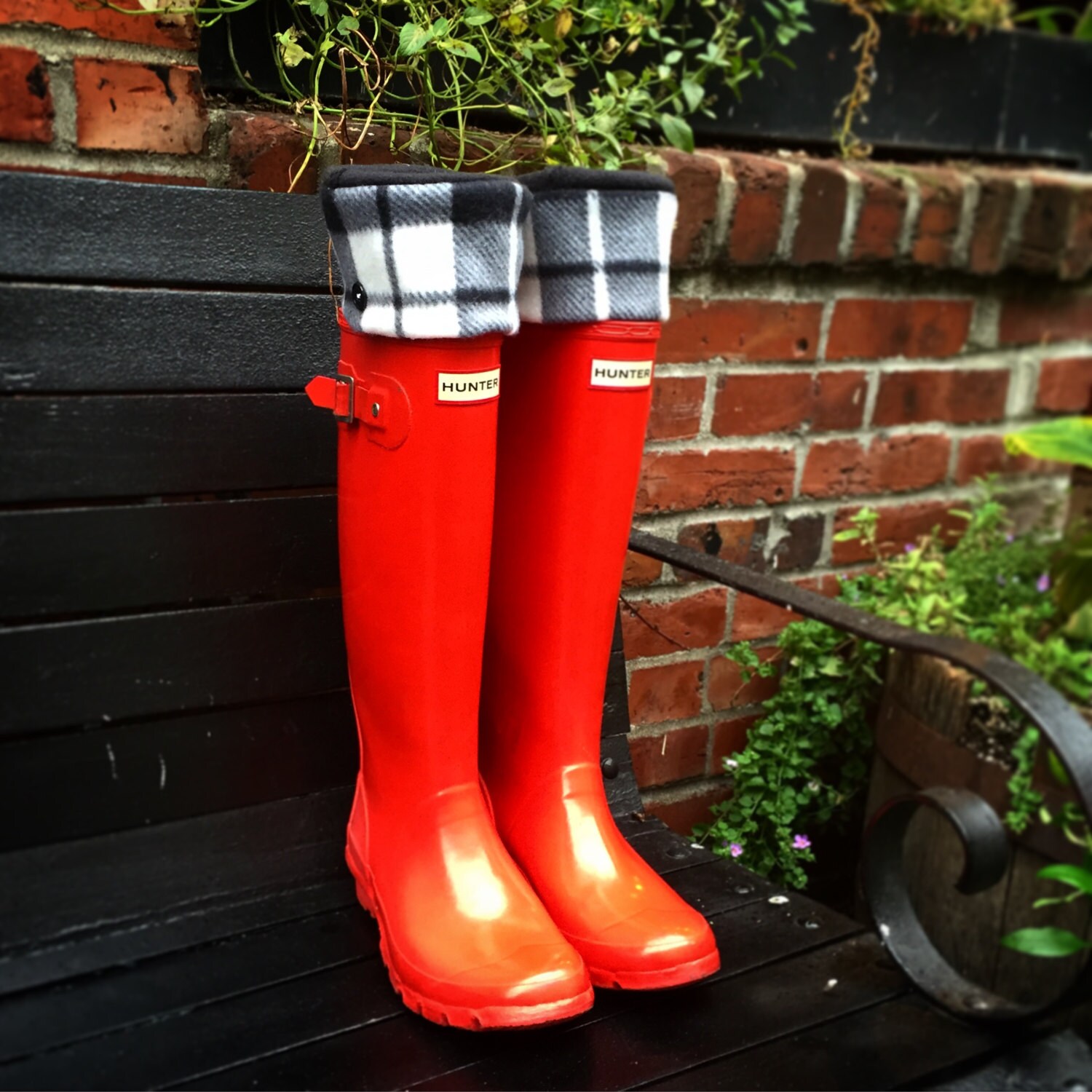 buffalo plaid rain boots