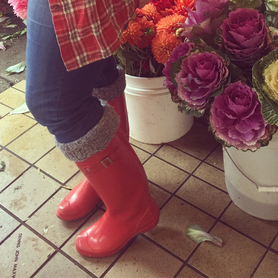 SLUGS Fleece Rain Boot Liners Gray Charcoal Black Plaid Etsy