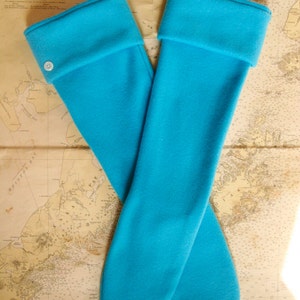 Boot Cuffs SLUGS Fleece Rain Boot Liners Solid Turquoise, Wellington Boot Socks, Fall Winter Rainy Day Style, Snow Boot Cozy & Warm Socks image 2