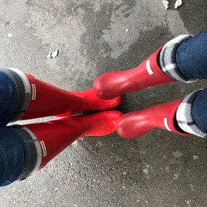 SLUGS Fleece Rain Boot Liners Gray, Charcoal Black Plaid Xtratuf Boot Sock, Socks, Inserts, Cold Weather Accessory, Fall Fashion, Socks image 9
