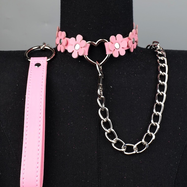 Gargantilla de piel sintética con corazón de flor rosa, collar Kawaii, gargantilla ajustable con cadena para fiesta, regalo de San Valentín.