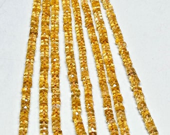 Faceted Citrine Heishi Beads - Natural Gemstone, 6mm