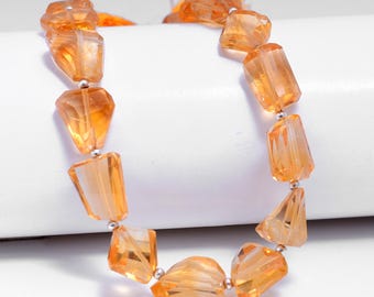 HIGH QUALITY Citrine Faceted Beads, Citrine Quartz Natural Gemstone Faceted Tumble Briolette Shape Bead 8'' Strand