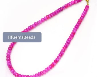 Hand Knotted Pink Opal Rondelle Necklace, Peruvian Gemstone