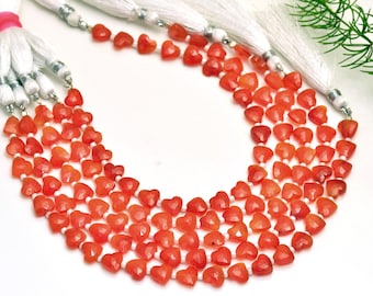 Faceted Carnelian Heart Gemstone Beads, 8mm Strand (23 Pieces)