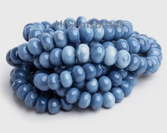 Blue Opal Gemstone Beads: AAA Smooth Rondelle, 16 Inch Strand