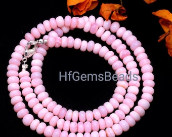 Collana con perline lisce di opale rosa / Collana delicata con perline di opale naturale / Collana minimalista fatta a mano / Collana con pietra portafortuna per la mamma