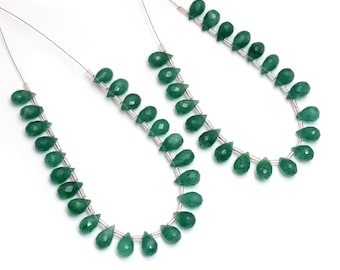 23 Pieces Green Strawberry Quartz Faceted Tear Drops Beads Natural Gemstone | Quartz for Jewelry Making | 11x7 to 6x10 MM