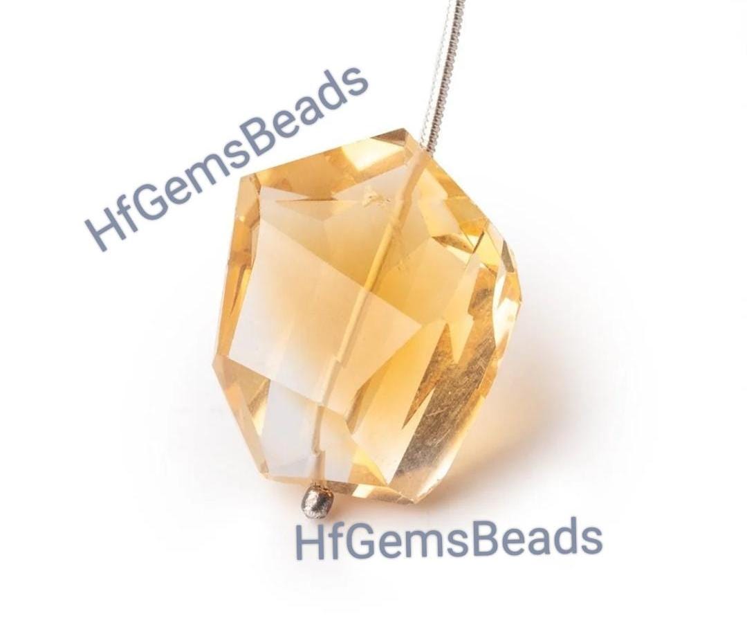 Citrine taillée au laser - Quartz doré naturel facetté 11,80 CTS - forme poire 19 x 15 mm - Pierre transparente lâche AAA - France
