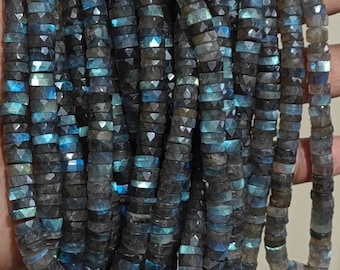 Faceted Labradorite Beads, Natural Gemstone, 7mm-8mm, 8 Inch Strand