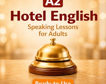A2 Hotel English Speaking Lessons Bundle for Adults | Role Plays, Worksheets (Digital Download)