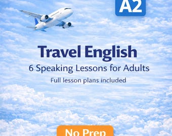 Travel English A2 | ESL Speaking Lessons | Airport & Plane | Adult English Activities