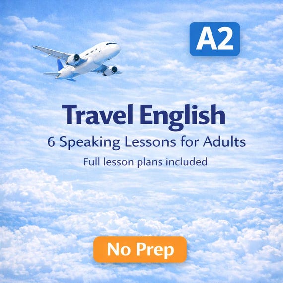 Travel English A2 | ESL Speaking Lessons | Airport & Plane | Adult English Activities