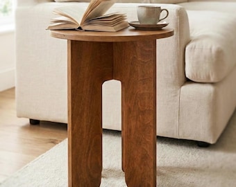 Modern Round End Table, Wooden Coffee Table, Handmade plywood Side Table, Minimalist Wooden Furniture Design, Modern Coffee Table