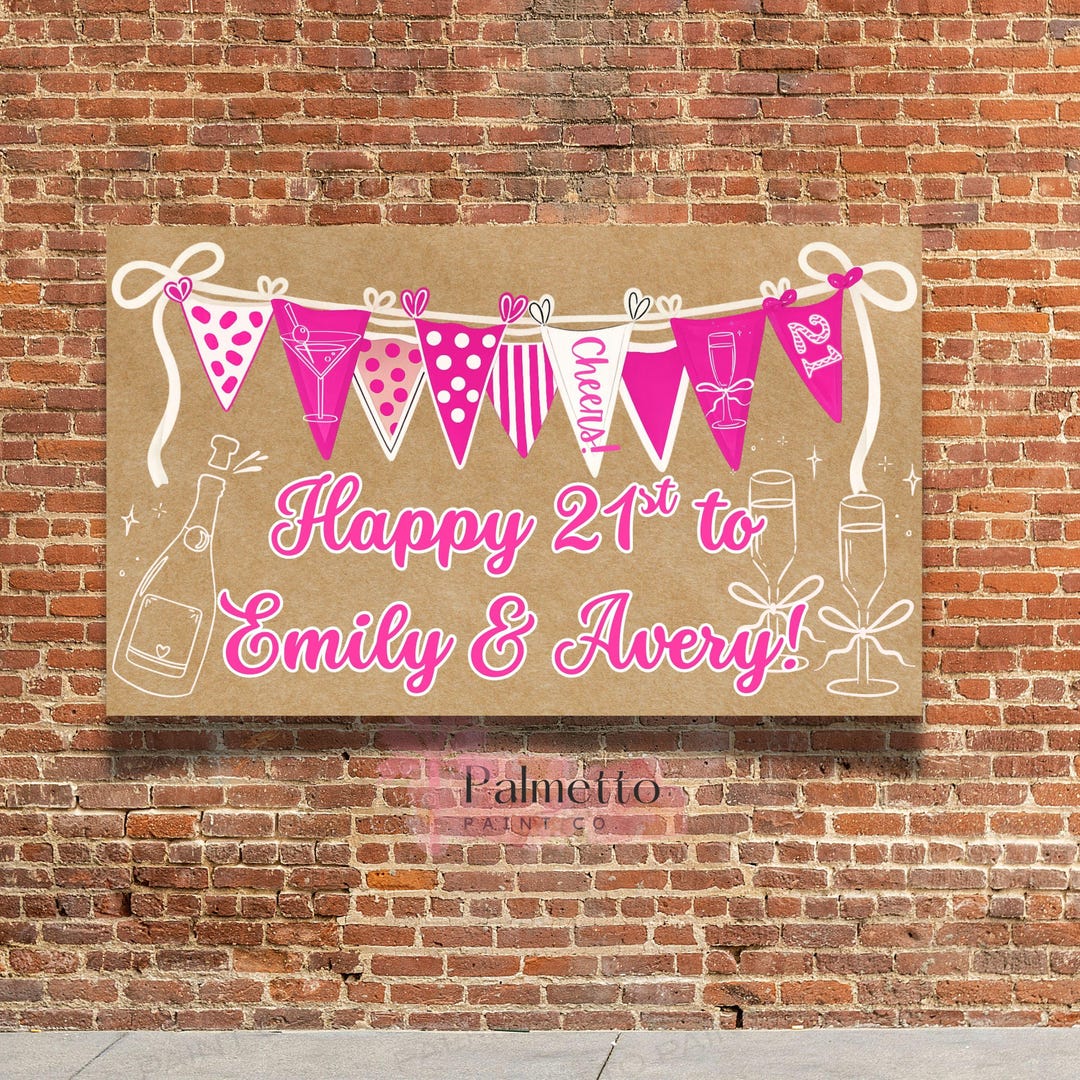 Twenty First Banner Custom 21st Birthday Banner Template, Editable Canva Twenty-first Sign ...