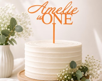 PERSONALISED First Birthday CAKE TOPPER | Custom Name, Age & Colour Cake Topper | Acrylic Birthday Cake Decoration