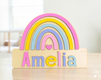 Personalised Wooden Rainbow Name Sign | Kids Nursery Wall Decor