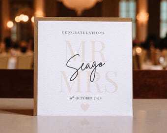 Personalised Wedding Congratulations Card | Custom Name & Date