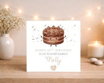 Personalised Birthday Card: Chocolate Cake Design for Any Relation or Special Friend, Any Age