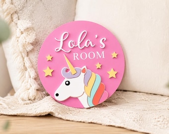 Personalised Unicorn Bedroom Sign | Girls Room Name Plaque | Custom Unicorn Nursery Decor | Bedroom Door Sign | Kids Wall Decor