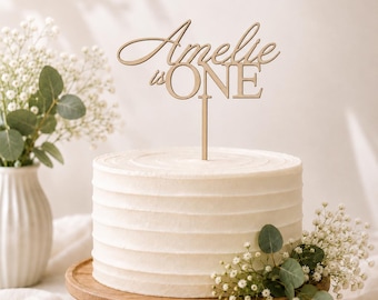 Personalised Wooden Cake Topper | Any Name & Age Custom Cake Decoration | First Birthday Cake Topper | Laser Cut Wood Party Decor