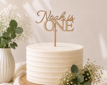 Personalised Wooden Cake Topper | Any Name & Age Custom Cake Decoration | First Birthday Cake Topper | Laser Cut Wood Party Decor
