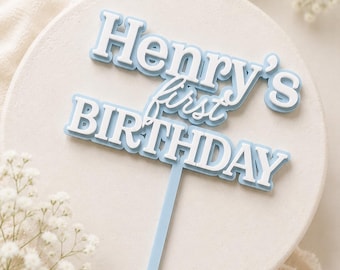 PERSONALISED First Birthday Cake Topper | Custom Name, Age & Colour Cake Topper | Acrylic Cake Decoration | Double Layer Cake Topper