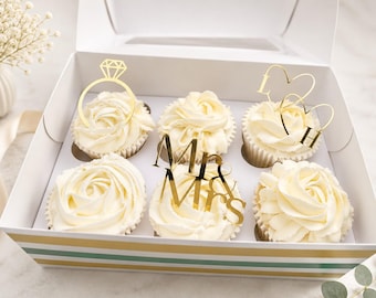 Personalised Mr & Mrs Wedding Cupcake Toppers | Cupcake Toppers | Engagement, Bridal Shower and Wedding Cake Decorations