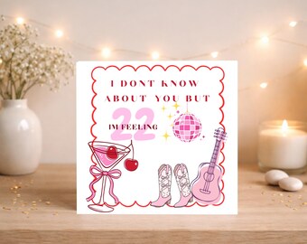 Feeling 22 Birthday Card l 22nd Birthday Card l 6x6