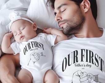 Custom dad shirt, Matching Father Child Outfit, Fathers Day Gift, Gift For Papa, Our First Father's Day